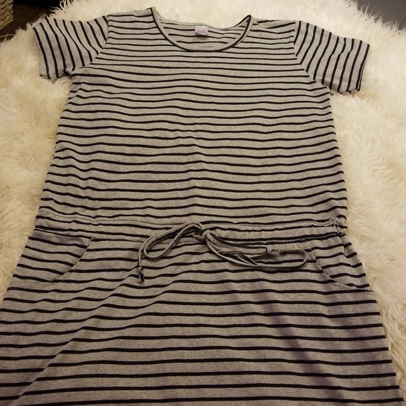 R&R Model Dresses & Skirts - Grey and Navy Striped Dress